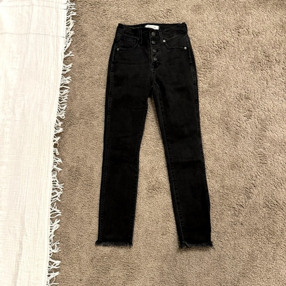 $135 Madewell 10” High Rise Skinny Jeans Black/Gray - Picture 4 of 8